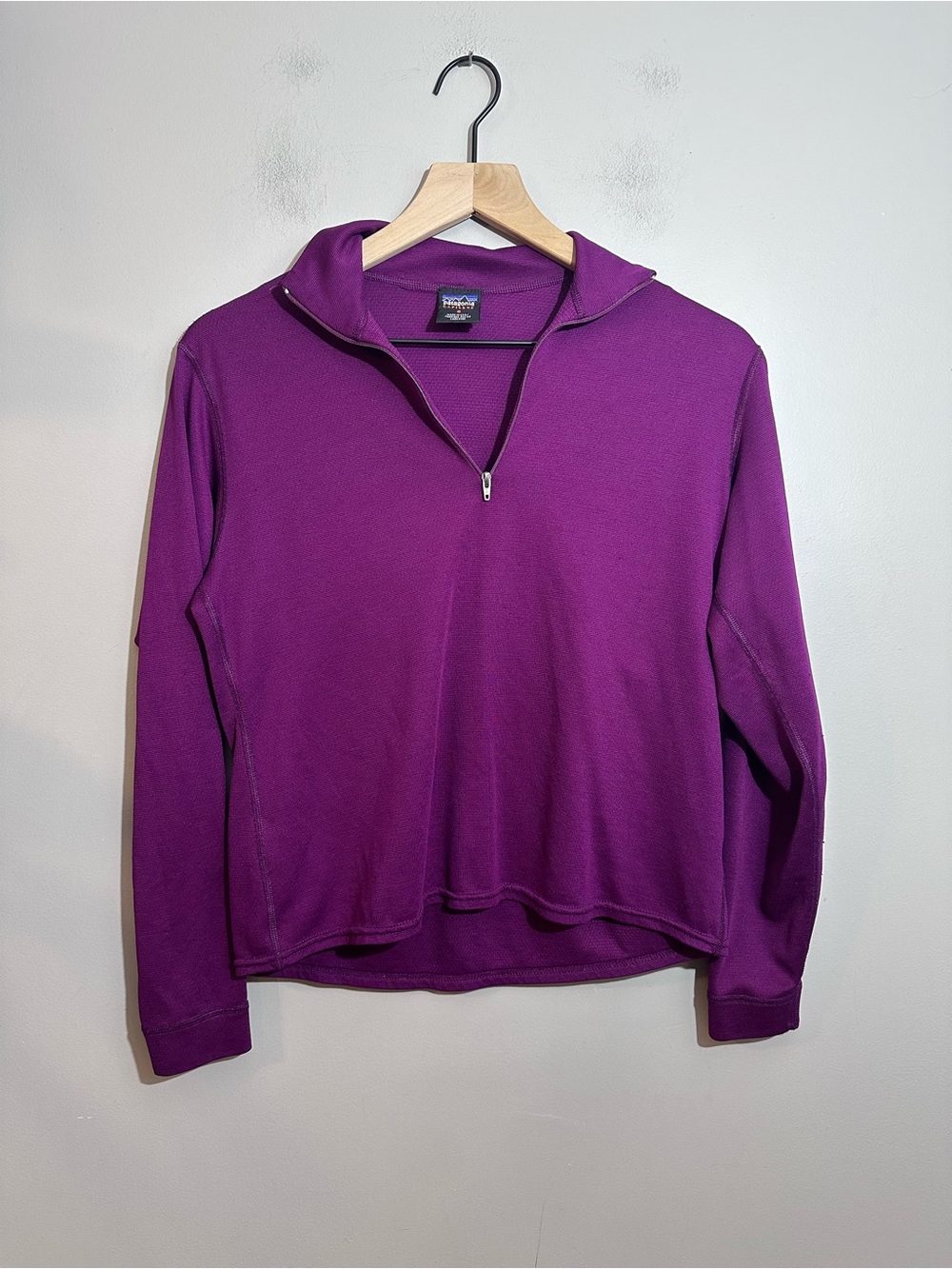 Vintage Patagonia Women (S)Purple 90s Made in USA Capilene Zip-Neck Base Layer